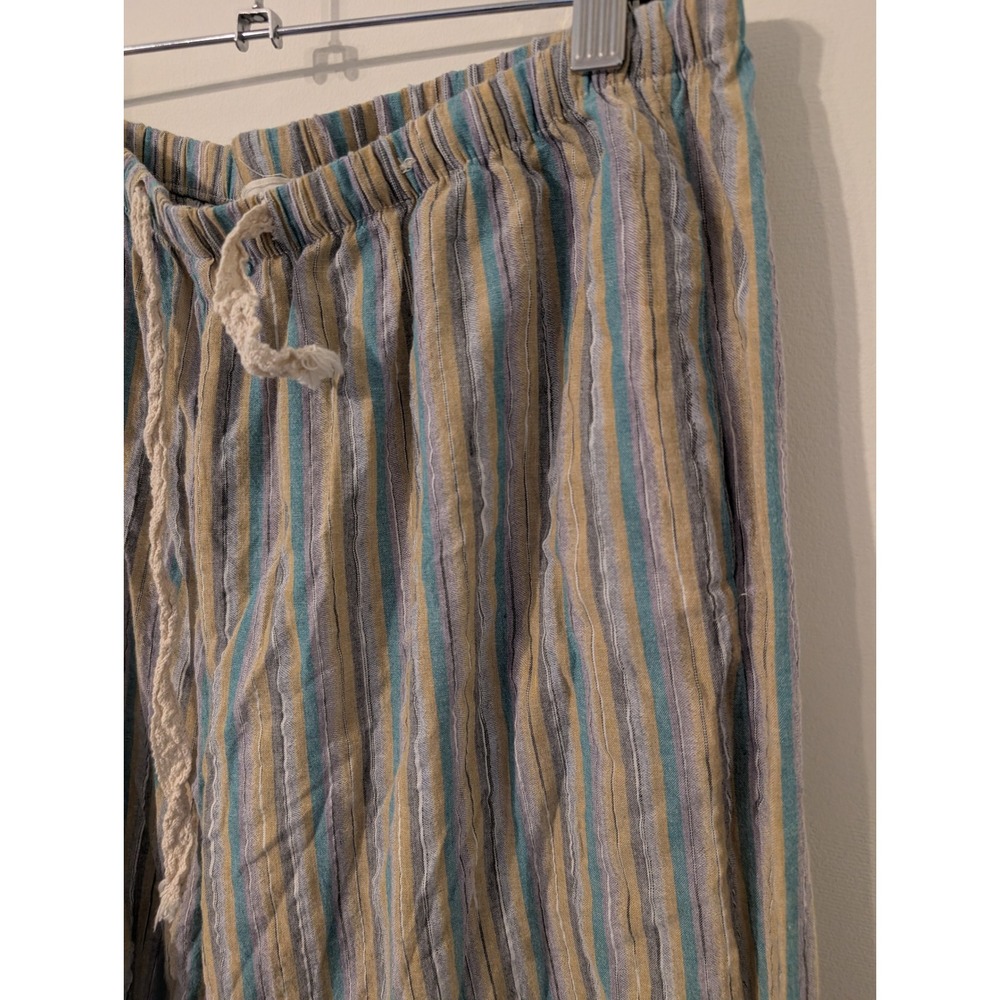 POL Womens Striped Wide Leg Pants Blue Tan Cotton Size Medium artsy flowy - Picture 2 of 6